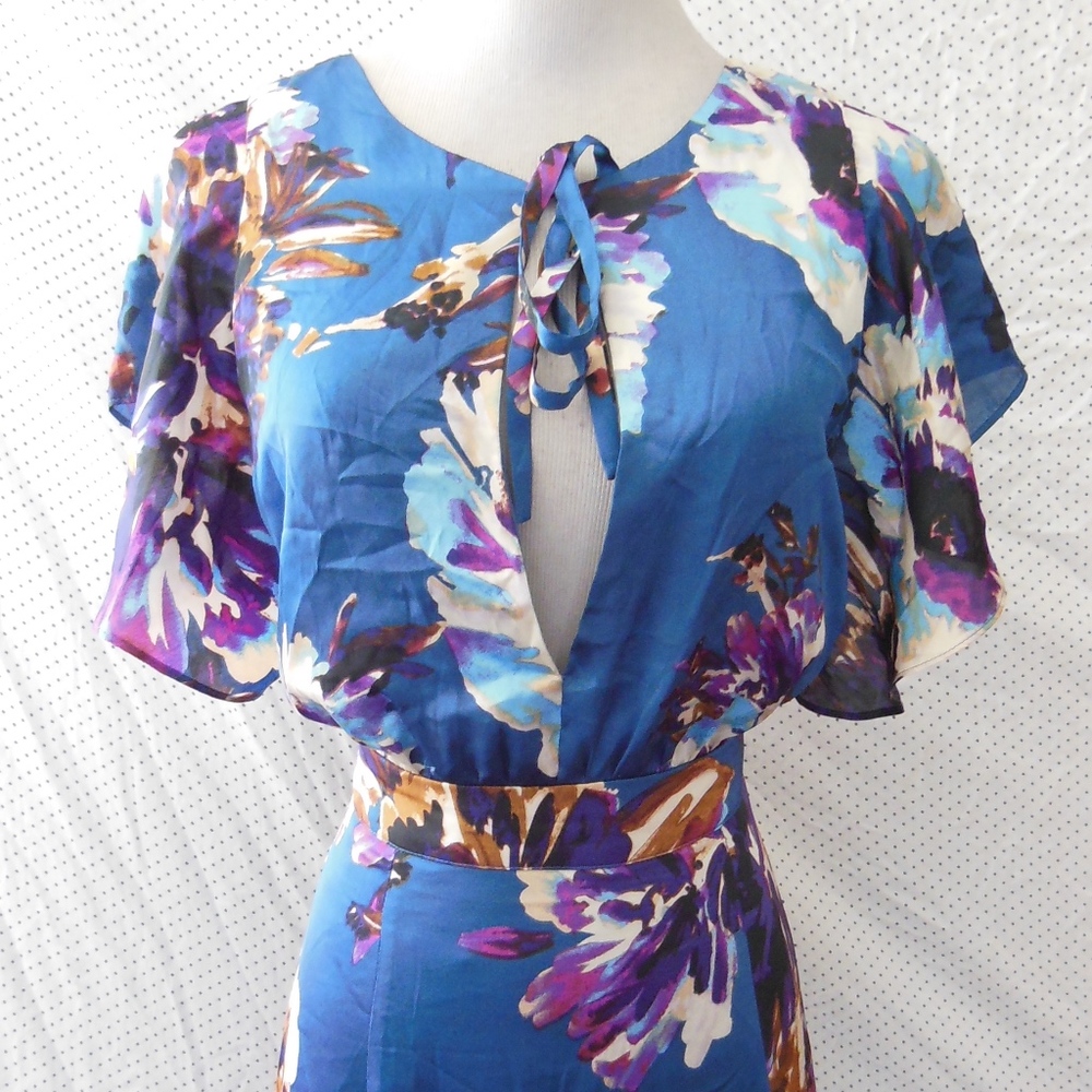 NEW Ali & Jay Anthropologie BLUE FLORAL Maxi DRESS - Picture 8 of 8